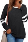 AUTOMET Womens Long Sleeve Shirts Color Block Casual Crewneck Tops Tshirt Basic Tee Fall Fashion Clothes Trendy Outfits