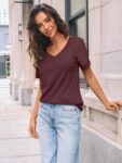 AUTOMET Womens Summer Short Sleeve T Shirt 2025 V Neck