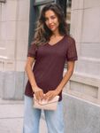 AUTOMET Womens Summer Short Sleeve T Shirt 2025 V Neck