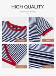 Dokotoo Womens Tops Casual Summer Crewneck Short Sleeve Striped Color