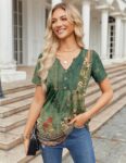 Zeagoo Womens Short Sleeve Tops Summer Henley V-Neck Tshirts Casual