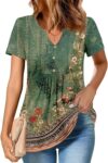 Zeagoo Womens Short Sleeve Tops Summer Henley V-Neck Tshirts Casual